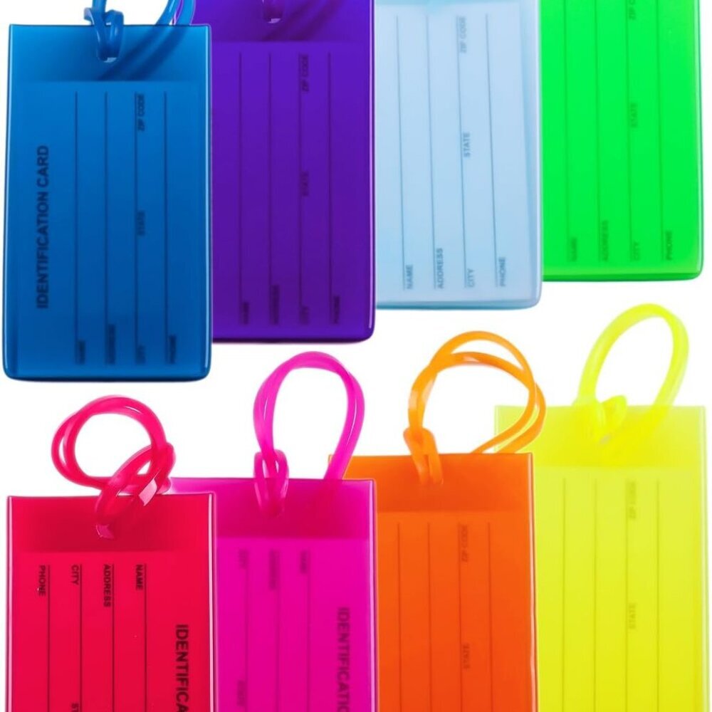 Flexible Travel Luggage Tags - Name ID Labels Set for Suitcases - 2 Pack